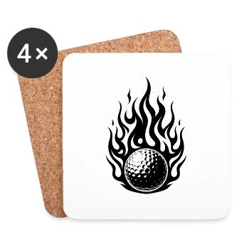 Burning Golf Ball in Fiery Flame Style - Coasters (set of 4) - white - Front