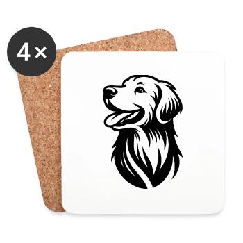 Élégant portrait de chien Golden Retriever - Dessous de verre (lot de 4) - blanc - Devant