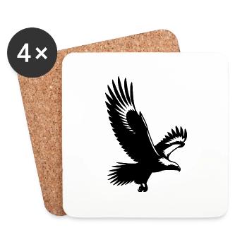 Pygargue à queue blanche avec d’énormes ailes tatouage oiseau - Dessous de verre (lot de 4) - blanc - Devant