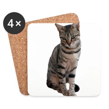 cat - Coasters (set of 4) - white - Front