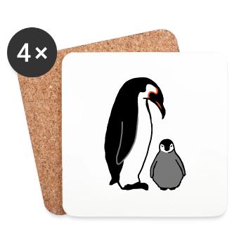 Penguin with baby - Coasters (set of 4) - white - Front
