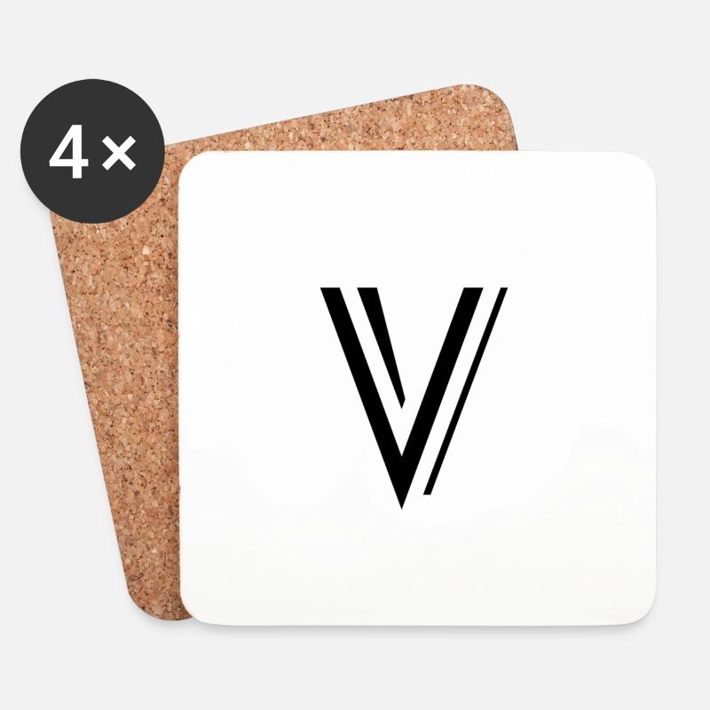 Buchstabe V. - Untersetzer (4er-Set) - Weiß