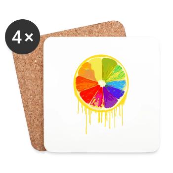 colorful fruit,orange,colorful,graffiti,LGBT - Coasters (set of 4) - white - Front