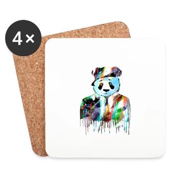 panda,pandabär,bunt,graffiti,malerei,anzug - Untersetzer (4er-Set) - Weiß - Vorne