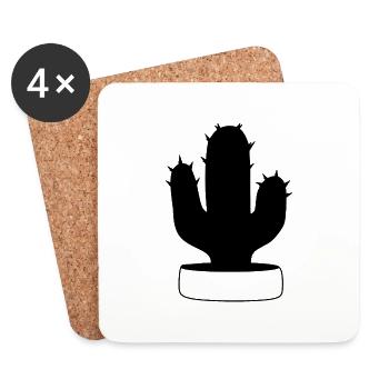 cactus black, cacti, succulents, plant - Coasters (set of 4) - white - Front