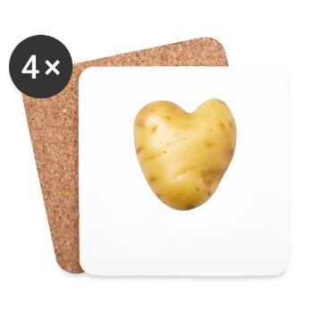 Herzhafte Pommes. Antwerpener Dialekt-Hemden - Untersetzer (4er-Set) - Weiß - Vorne