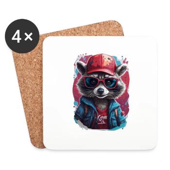 Raccoon Vector - Untersetzer (4er-Set) - Weiß - Vorne