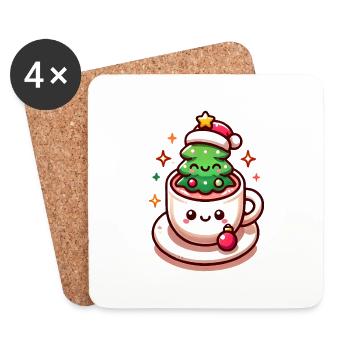 Festlicher Baum im Hot Cocoa Design - Untersetzer (4er-Set) - Weiß - Vorne