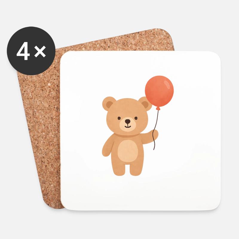 Ballonbär-Laune - Untersetzer (4er-Set) - Weiß