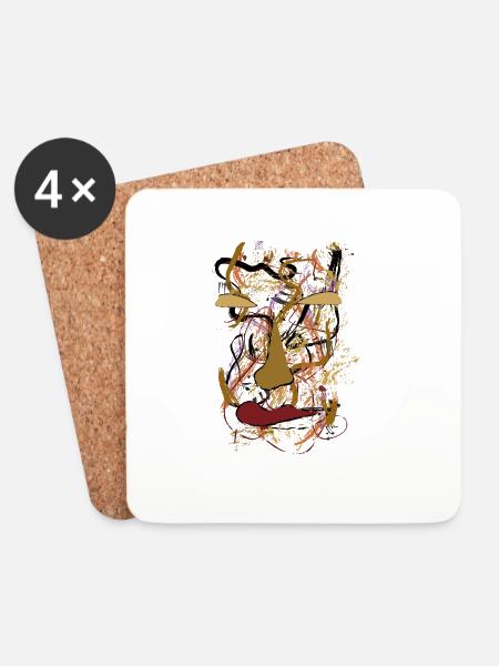 Abstraktes Portrait Expressionismus Kunst - Untersetzer (4er-Set) - Weiß