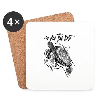 Turtle, Flower, Positive, Marine, Spiritual - Coasters (set of 4) - white - Front