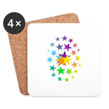 STARS asterisks many stars - Coasters (set of 4) - white - Front