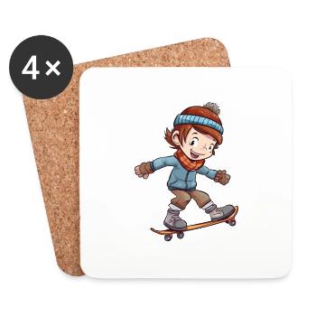 Cartoon skating Boy - Coasters (set of 4) - white - Front