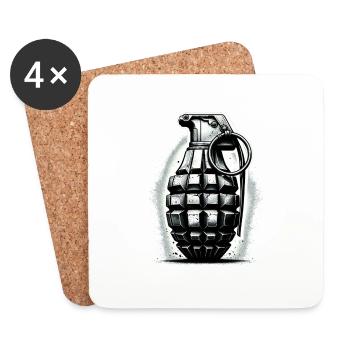 Explosive Charge: Hand Grenade - Coasters (set of 4) - white - Front