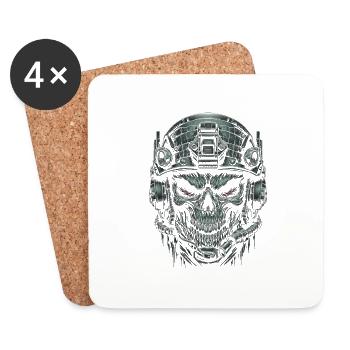 Crâne de commando - Dessous de verre (lot de 4) - blanc - Devant