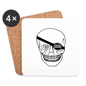 Fuck Racism Skull - Coasters (set of 4) - white - Front