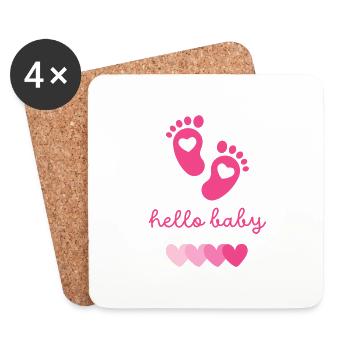 hello baby rosa - Untersetzer (4er-Set) - Weiß - Vorne