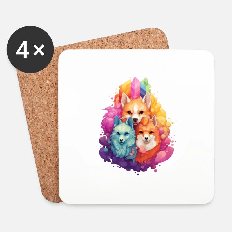 LGBTQIA+ Füchse - Untersetzer (4er-Set) - Weiß
