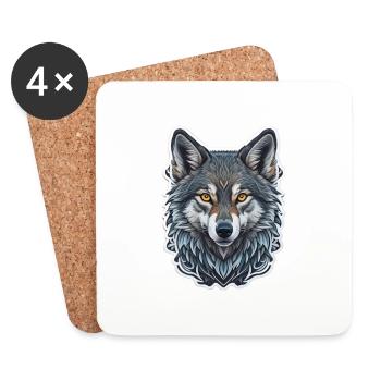 Wolf - Untersetzer (4er-Set) - Weiß - Vorne