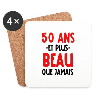 50 ans et plus beau que jamais - Dessous de verre (lot de 4) - blanc - Devant
