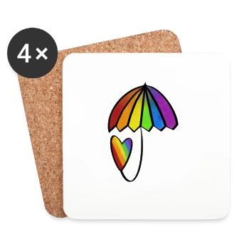 Rainbow Heart with Umbrella - Coasters (set of 4) - white - Front