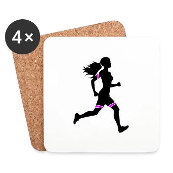 Icône de la femme de la course à pied marathon - Dessous de verre (lot de 4) - blanc - Devant