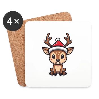 Hirsch Weihnachten - Untersetzer (4er-Set) - Weiß - Vorne