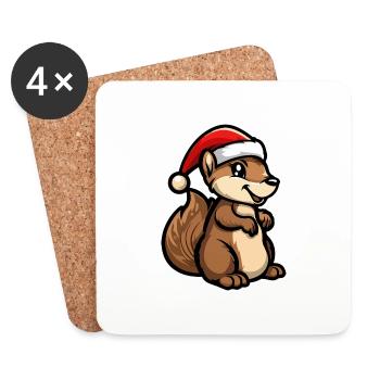 Squirrel Christmas - Coasters (set of 4) - white - Front