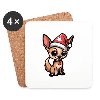 Chihuahua Dog Christmas - Coasters (set of 4) - white - Front