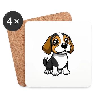 Beagle Hund Comic Baby - Untersetzer (4er-Set) - Weiß - Vorne