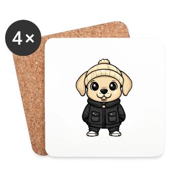 Labrador Hund Winter - Untersetzer (4er-Set) - Weiß - Vorne