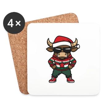Taureau Noël Noël Taureau - Dessous de verre (lot de 4) - blanc - Devant