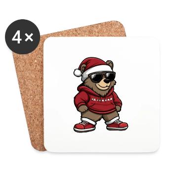 Bear Christmas X-Mas - Coasters (set of 4) - white - Front