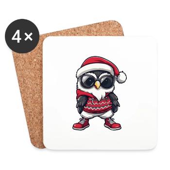 Eule Weihnachten X-Mas - Untersetzer (4er-Set) - Weiß - Vorne