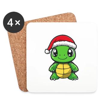 Turtle Christmas Christmas - Coasters (set of 4) - white - Front