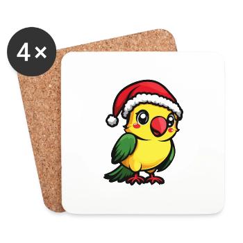 Parrot Christmas Cute - Coasters (set of 4) - white - Front