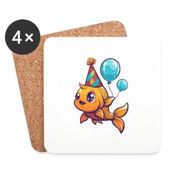 Goldfische Geburtstag Baby - Untersetzer (4er-Set) - Weiß - Vorne