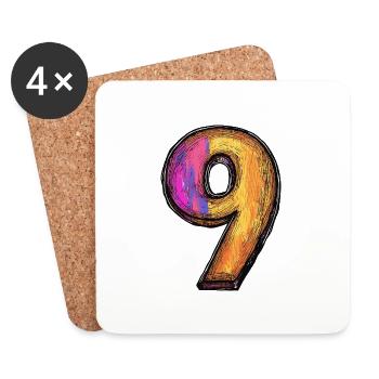 9 Zahl symbol - Untersetzer (4er-Set) - Weiß - Vorne