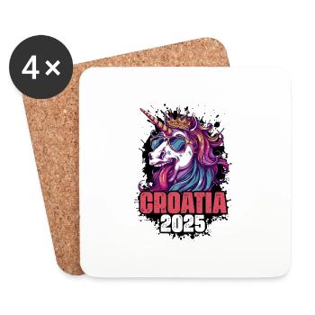Croatie 2025 Licorne - Dessous de verre (lot de 4) - blanc - Devant