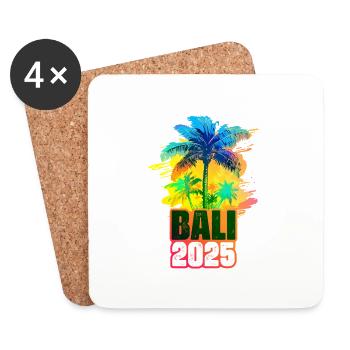 Bali 2025 Palmiers colorés - Dessous de verre (lot de 4) - blanc - Devant