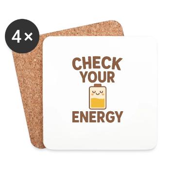 Vérifiez votre énergie – Rechargez votre énergie - Dessous de verre (lot de 4) - blanc - Devant