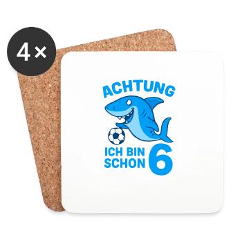 Achtung 6: Hai mit Ball - Untersetzer (4er-Set) - Weiß - Vorne