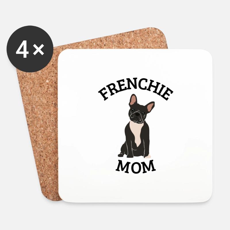 Ma MummyMug - Frenchie - Dessous de verre (lot de 4) - blanc
