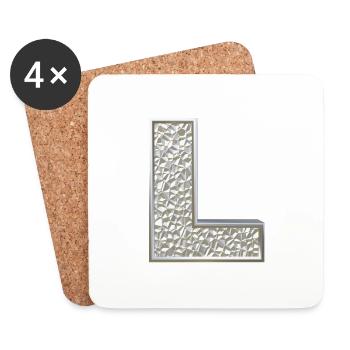 L, letter, initial, monogram, - Untersetzer (4er-Set) - Weiß - Vorne