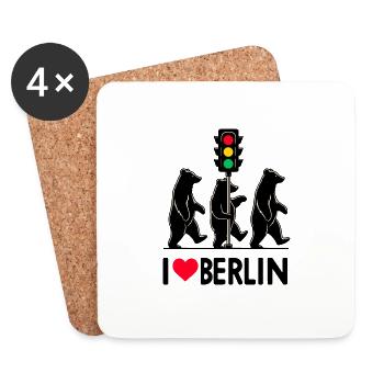 J’aime le feu tricolore de Berlin - Dessous de verre (lot de 4) - blanc - Devant