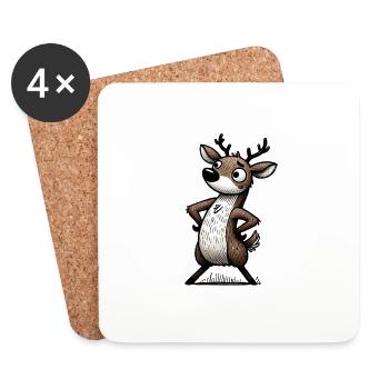 Standing Deer Forest Woodland Buck Art - Coasters (set of 4) - white - Front