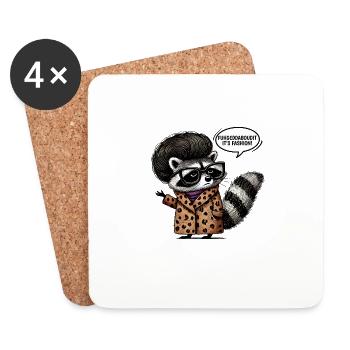 Stylish Raccoon Fuhgeddaboudit Fashion Humor - Untersetzer (4er-Set) - Weiß - Vorne