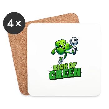 Kick of Green - Design inspiré du football et de la chance - Dessous de verre (lot de 4) - blanc - Devant