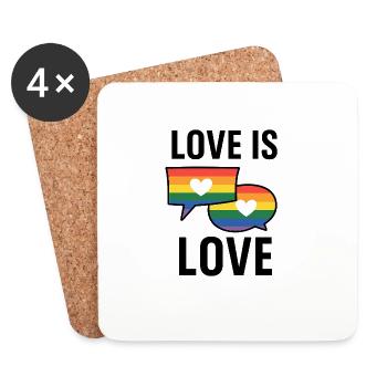 Regenbogen Liebe Sprechblasen - Untersetzer (4er-Set) - Weiß - Vorne