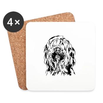 Berger de Brie BRIARD Dog portrait Wilsign's dogs - Coasters (set of 4) - white - Front